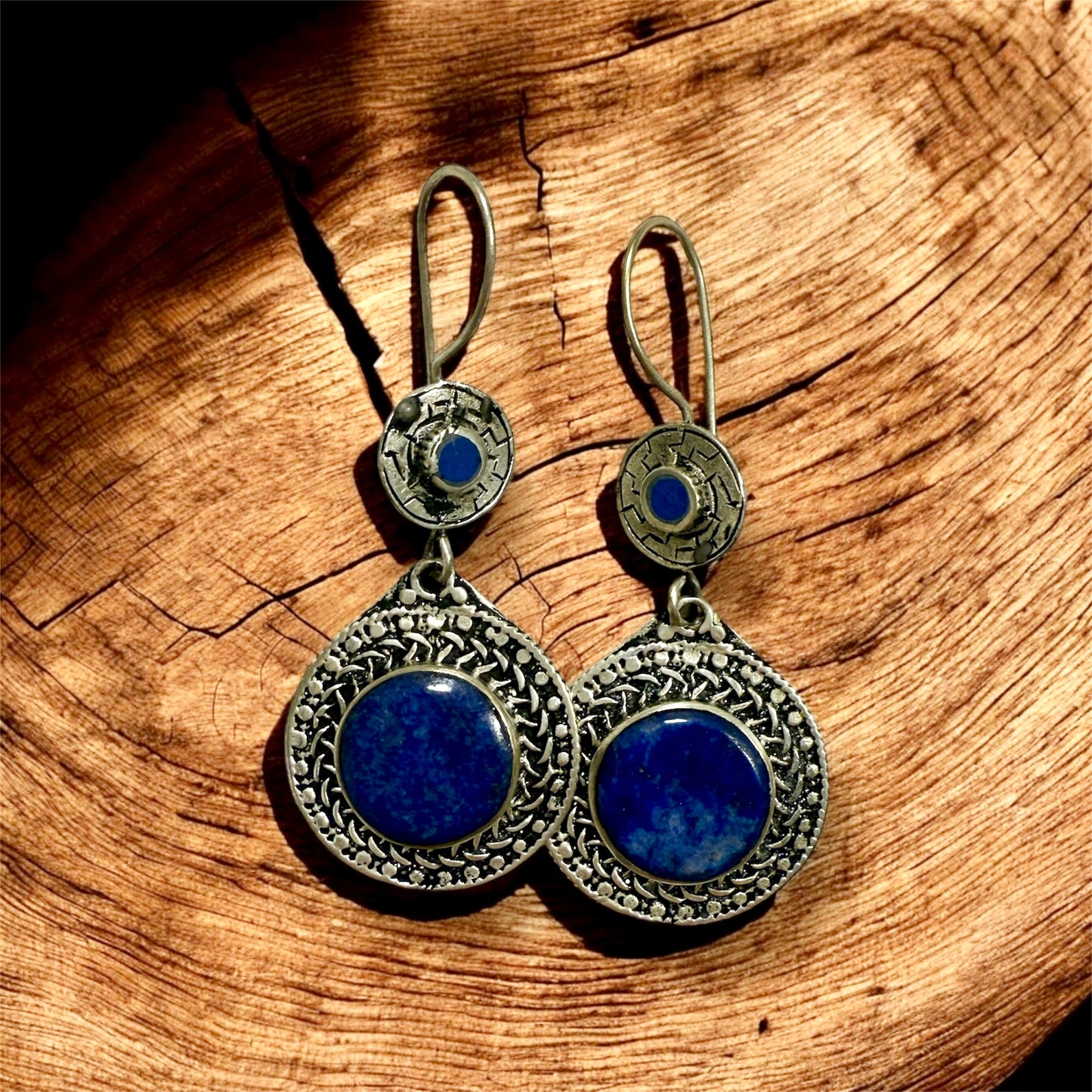 Traditional Afghan Blue Stone Drop Earrings