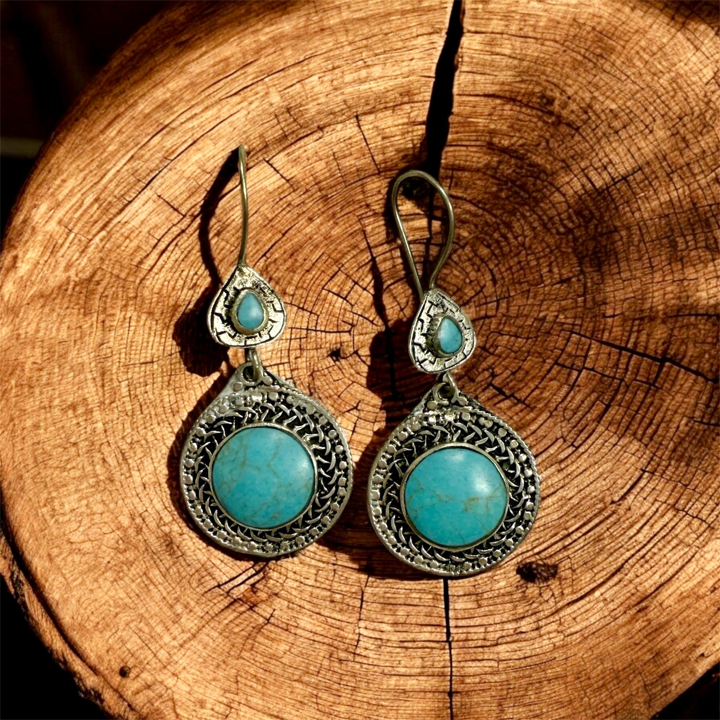 Traditional Afghan Turquoise-Color Drop Earrings