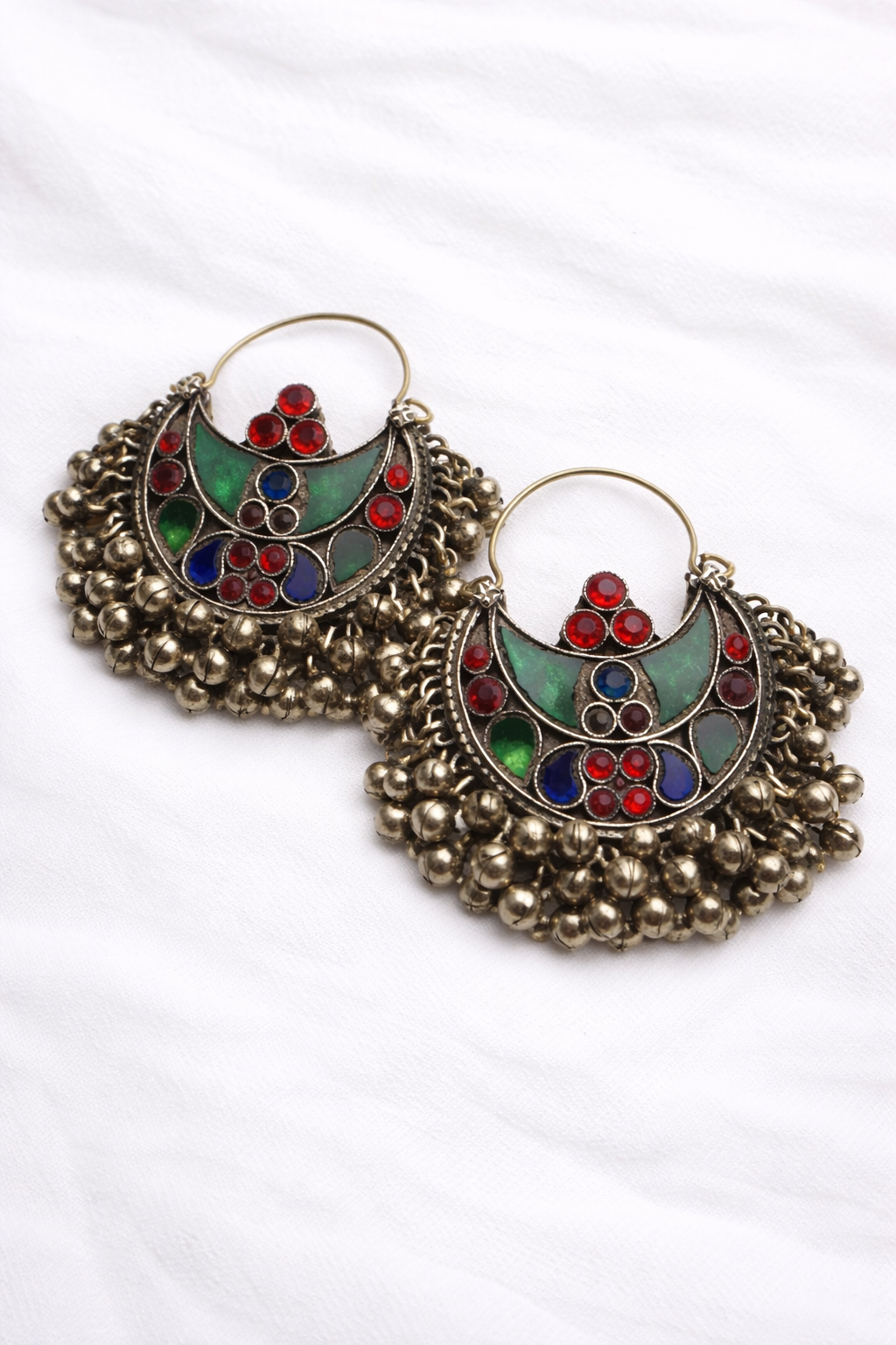 Afghan Multicolor Tribal Bell Earrings