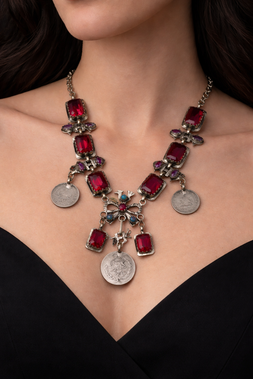 Crimson Heritage Coin Necklace