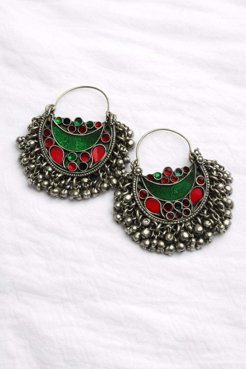 Afghan Multicolor Tribal Bell Earrings