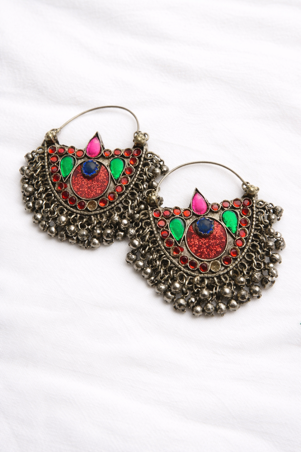 Afghan Multicolor Tribal Bell Earrings